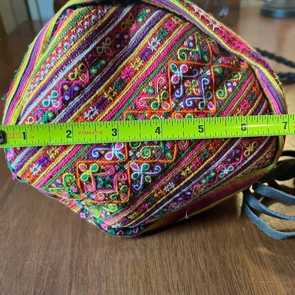 Anthropologie Jadetribe Bucket Festival bag NWT Eliz Vegan Boho Handmade Rare OM - Picture 12 of 15